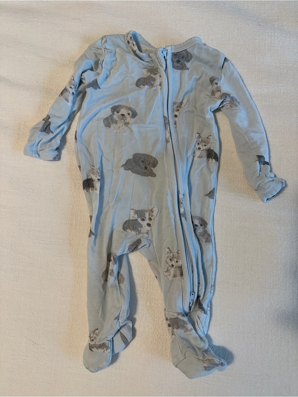Angel Dear Light Blue Puppy Print Footed One-Piece